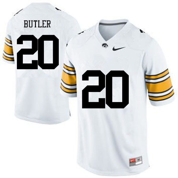 Men Iowa Hawkeyes #20 James Butler College Football Jerseys-White - Click Image to Close